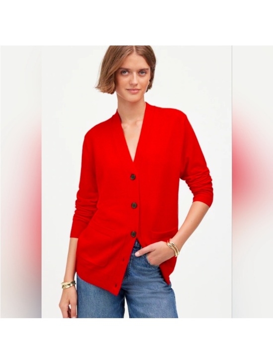 Madewell Sweaters - Madewell Women's Merino Wool V-Neck Button Cardigan Sweater - Red XS
